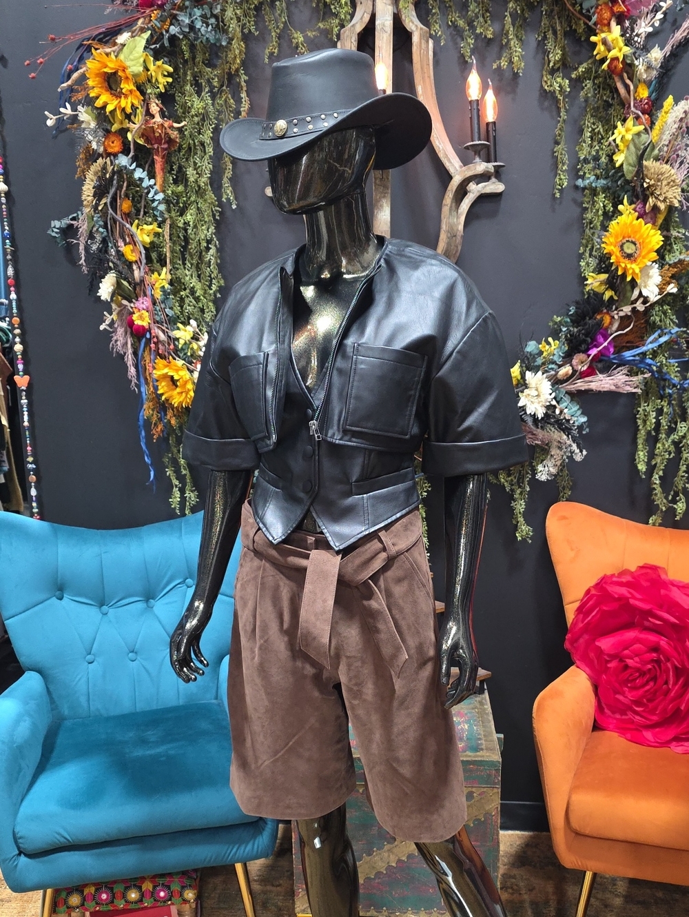 Australian Designer Black Leather Crop Jacket - Couture